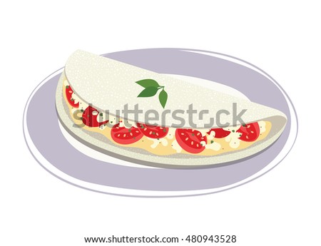 Tapioca filled with cheese and cherry tomato on a plate Royalty-Free Stock Photo #480943528