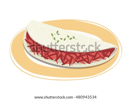 Tapioca filled with dried meat on a plate Royalty-Free Stock Photo #480943534