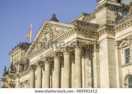 Federal Government Office - German Bundestag Reichtagsgebaeude in Berlin
