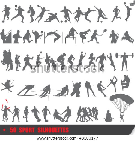 Vector set of 50 very detailed extreme sport silhouettes
