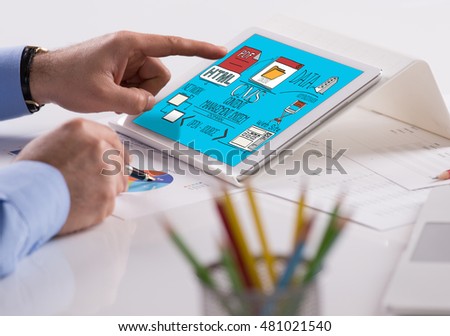CONTENT MANAGEMENT SYSTEM Concept on Tablet PC Screen