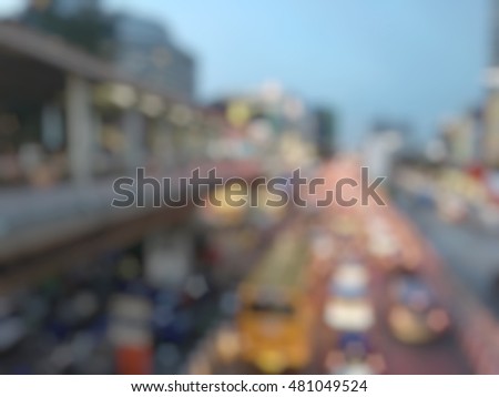Blurred and abstract background Traffic jam in the city.