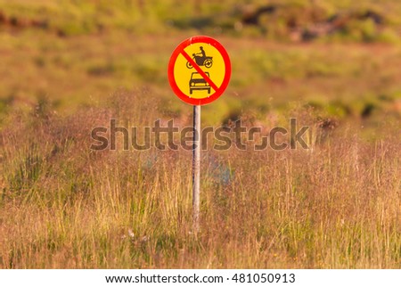 Road sign in Iceland - No motor vehicles allowed