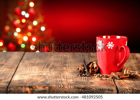 xmas time and wooden table of space for your decoration 