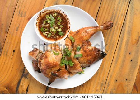 Roast chicken with spicy sauce, Thai style