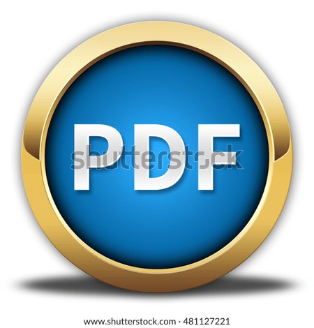 pdf button isolated, 3D illustration
