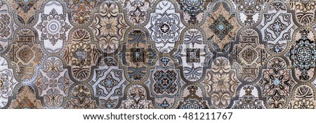 geometric tiles with mosaic Royalty-Free Stock Photo #481211767