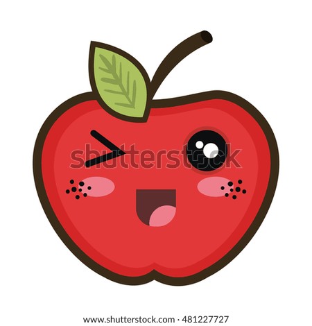 kawaii cartoon apple