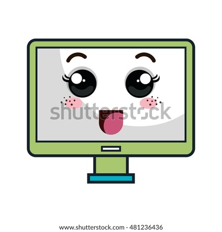 computer monitor kawaii cartoon