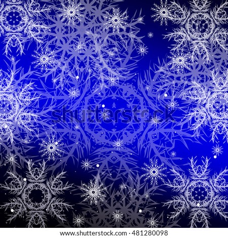 Christmas blue color background with snowflakes. vector illustration. graphic arts and design. a series of images for the new year and Christmas