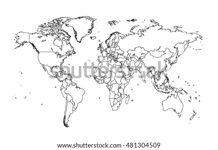 World map vector flat with borders