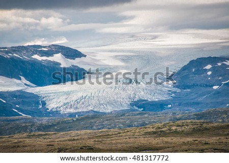 Glacier tongue in Norway Hardangerjokulen Royalty-Free Stock Photo #481317772