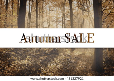 Autumn Sale, signboard on the forest background
