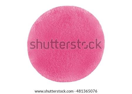 One round pink cosmetic sponge pad, isolated on white background