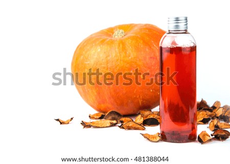 autumn leaf isolated on white background /cosmetic products on a white background. Cosmetic package collection / cream, shampoo. Object, shadow, and reflection on separate layers.