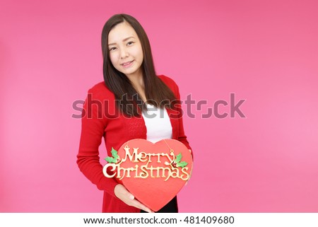 Woman with christmas box gift