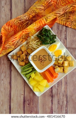 Traditional Indonesian Food, Gado-gado. Made from boiled vegetable served with peanut sauce
