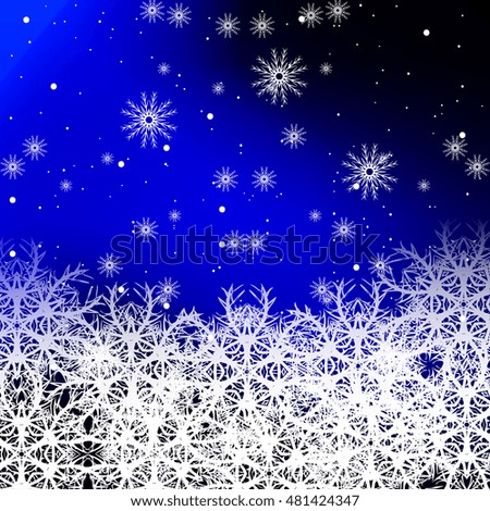 blue color background with snowflakes for Christmas cards. vector illustration. graphic arts and design. a series of images for the new year and Christmas