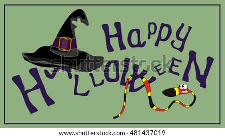 happy halloween card with with had
