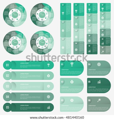 set infographic Collection of 4 green color template