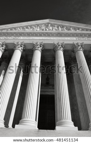 Black and White Photograph of the United States Supreme Court in Washington DC