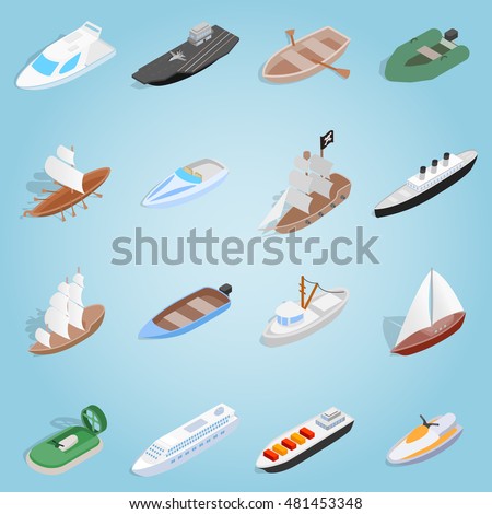 Isometric sea boat icon 3d. Illustration of sea boat icon vector for web 