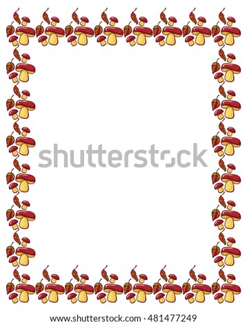 Vertical frame with mushrooms and free space for text.  Vector clip art.