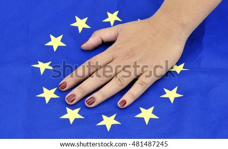 hands with EU flag