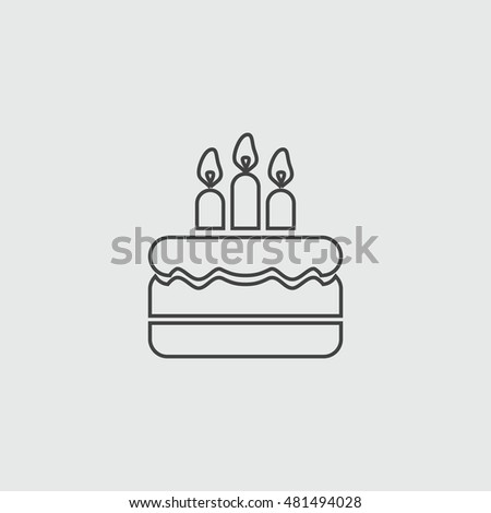 Birthday cake, sign flat illustration icon. 
