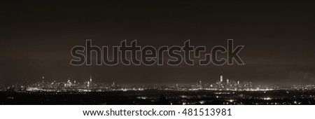 New York City skyline at night panorama