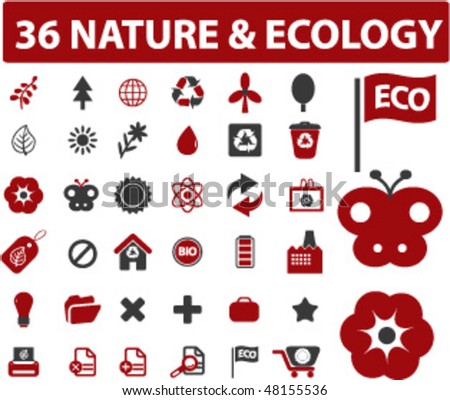 36 nature & ecology signs. vector