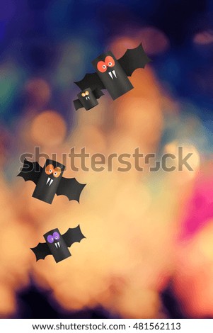 Halloween bat family for Halloween concept background. Paper crafts / DIY.