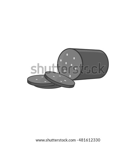 Salami icon in black monochrome style isolated on white background. Food symbol vector illustration
