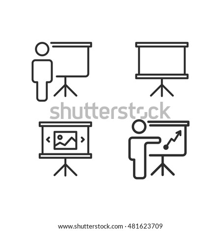 Training, presentation, conference set icons. Vector.