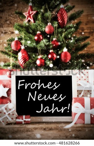 Christmas Tree With Frohes Neues Jahr Means Happy New Year