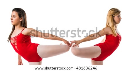 Two girls dancing ballet