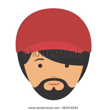 man male head hat mustache avatar person human icon. Colorful and Flat design. Vector illustration