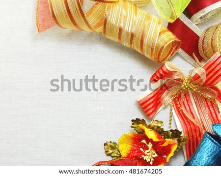variety of holiday gift bow ribbon border background
