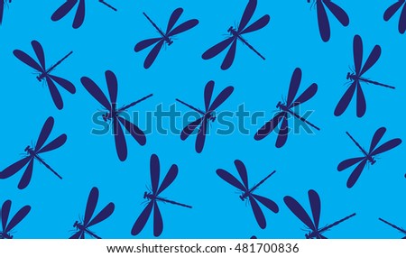 Vector seamless pattern of dragonflies