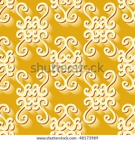 Seamless gold swirl ornament pattern