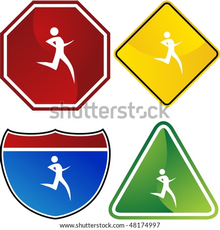 Runner stick figure isolated web icon on a background.