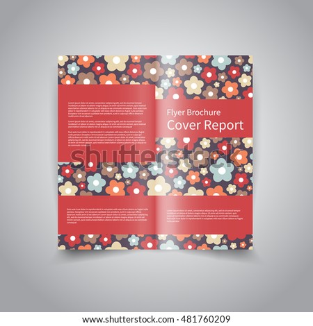Vector two-fold brochure design template with abstract bright background with floral ornament pattern EPS10 Two-Fold Mock up and back Brochure Design 