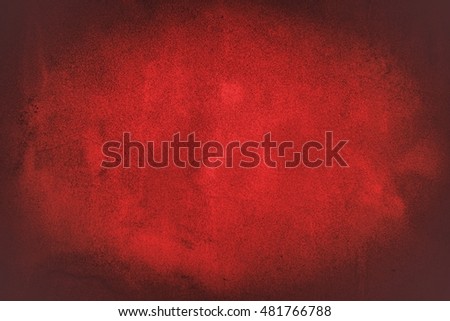 Abstract red background or Christmas paper with bright center spotlight and black vignette border frame with vintage grunge antique background texture black paper layout design of red graphic art