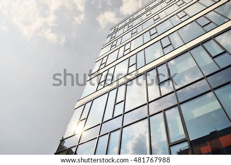 Modern office building with facade of glass
