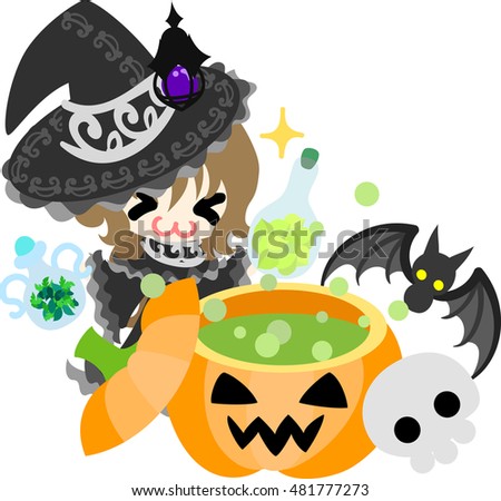 Halloween and jack-o-lanterns and a witch
