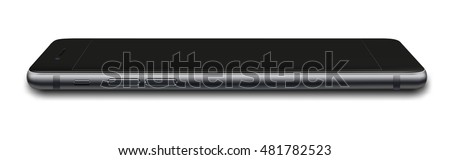 Smart phone in iphon 7 style with black screen isolated on white background. Vector illustration. EPS10