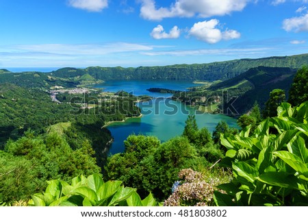 Crater on Sao MIguel island Royalty-Free Stock Photo #481803802