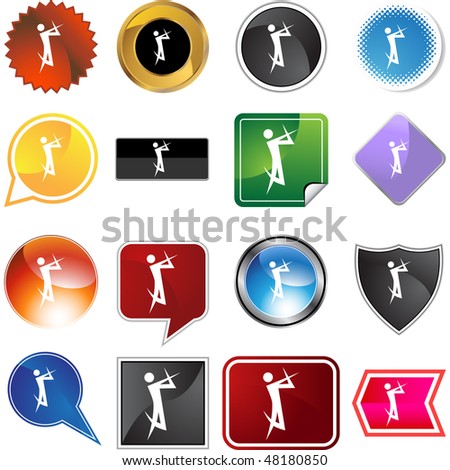 Action posing stick figure isolated web icon on a background.