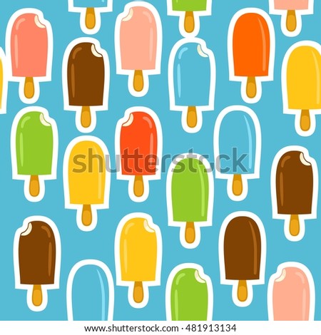 seamless pattern of ice cream on a stick
