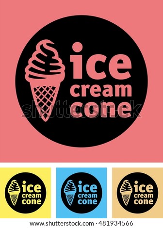 ice cream in waffle cup logotype set